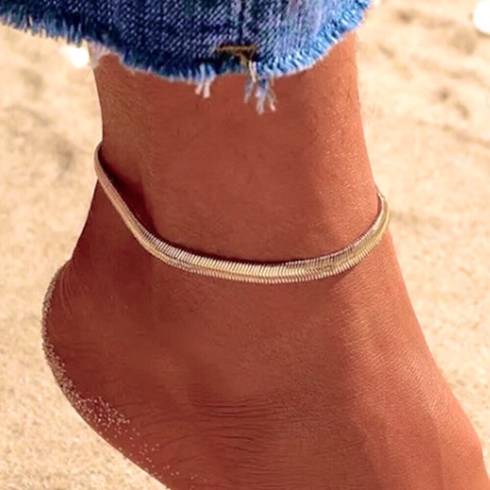 💜10/$25💜NEW Thick Flat Snake Chain Anklet - Picture 7 of 8